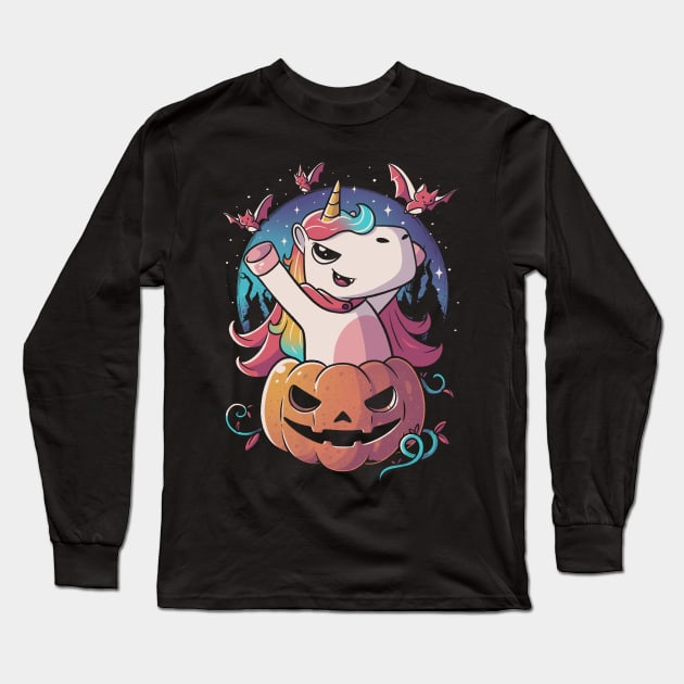 Spooky Unicorn Funny Cute Magic Halloween Long Sleeve T-Shirt by eduely